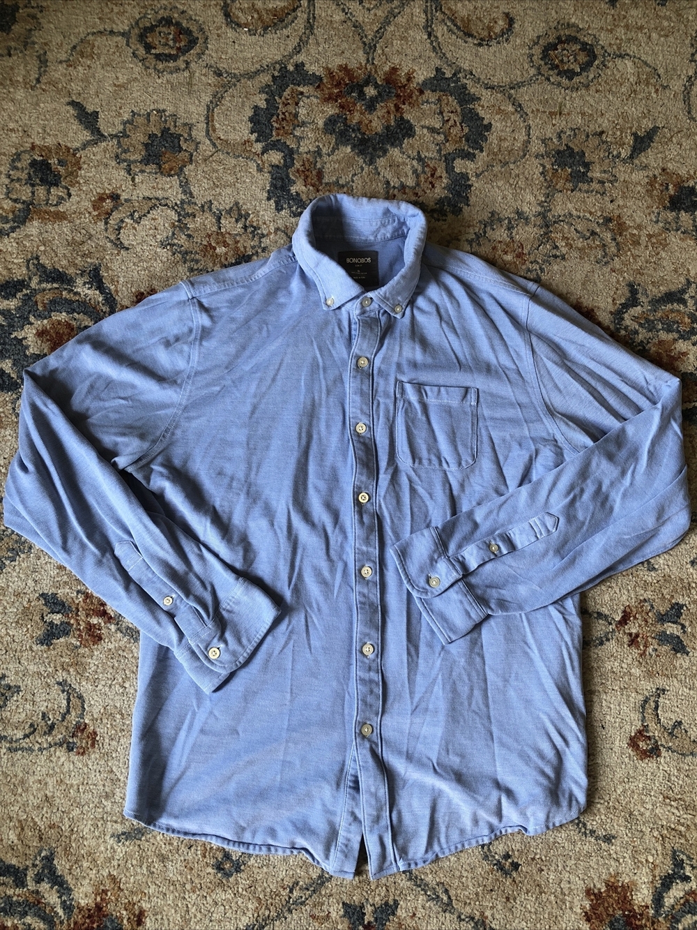 Men’s Bonobos Blue Pima Cotton Button Down Shirt Size XL Slim Fit